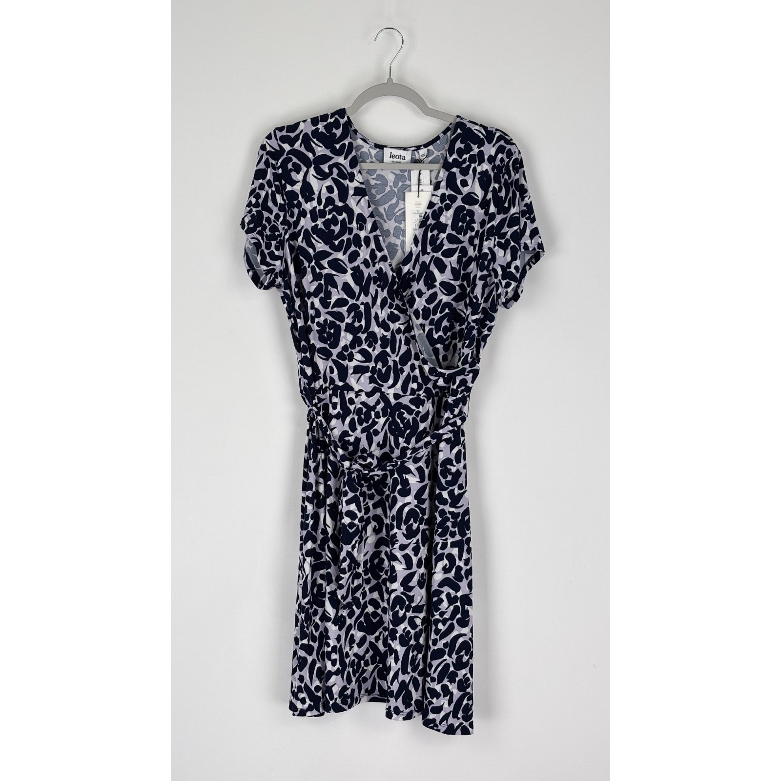 Leota Womens Jemima Faux Wrap Knit Dress V Neck Short Sleeve Size Xxl Navy New — image 6 of 8